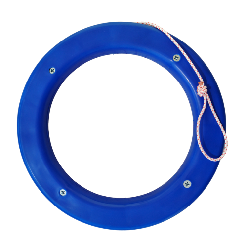 Jeu iOO Roule Partout coloris bleu avec cordelette, vue de face sur fond blanc

