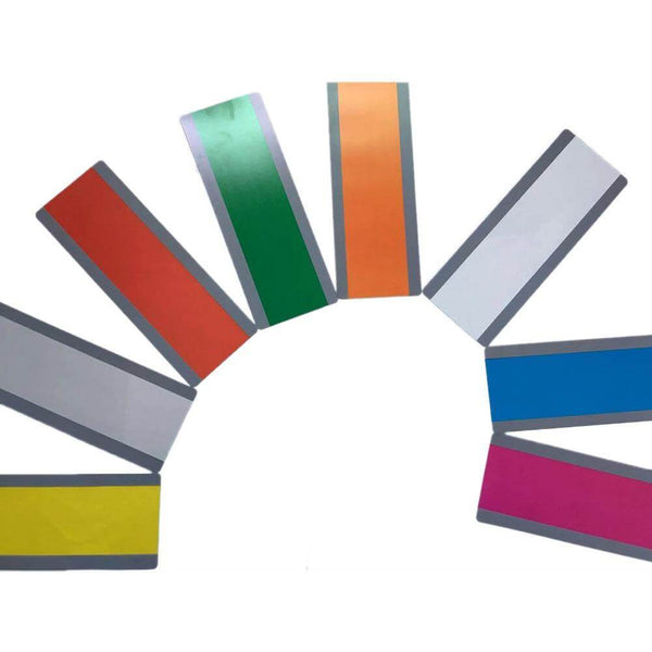 Ensemble de règles de lecture pour paragraphe de différentes couleurs, disposées en éventail